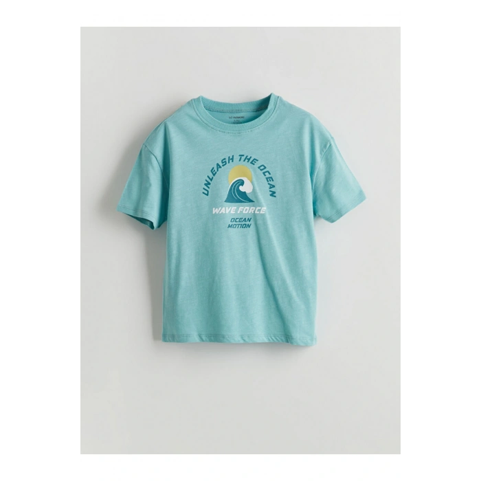 LCW Bisiklet Yaka Baskılı Erkek Çocuk Tişört