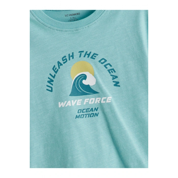 LCW Bisiklet Yaka Baskılı Erkek Çocuk Tişört