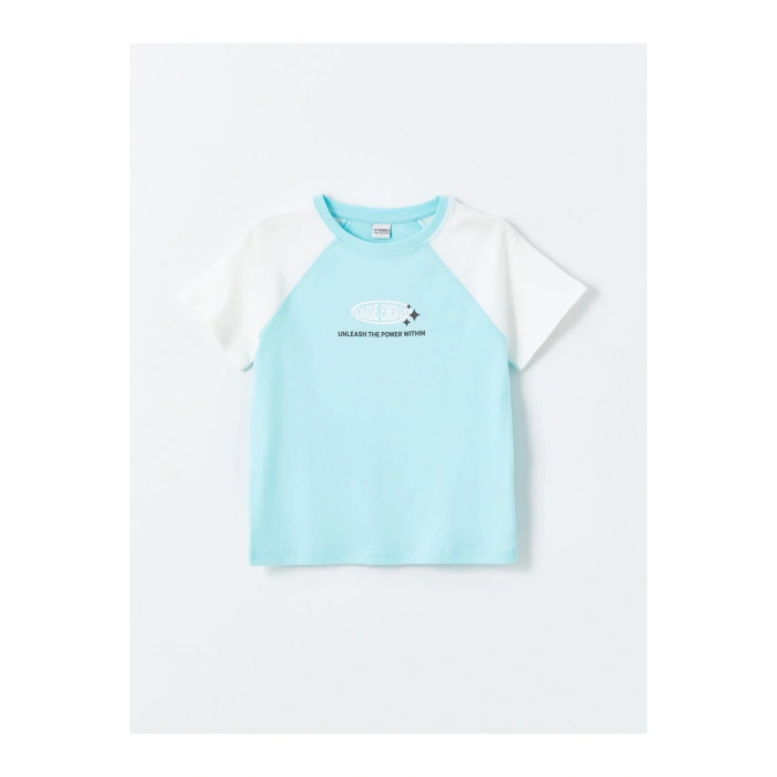 LCW Bisiklet Yaka Baskılı Kısa Kollu Kız Çocuk Crop Tişört