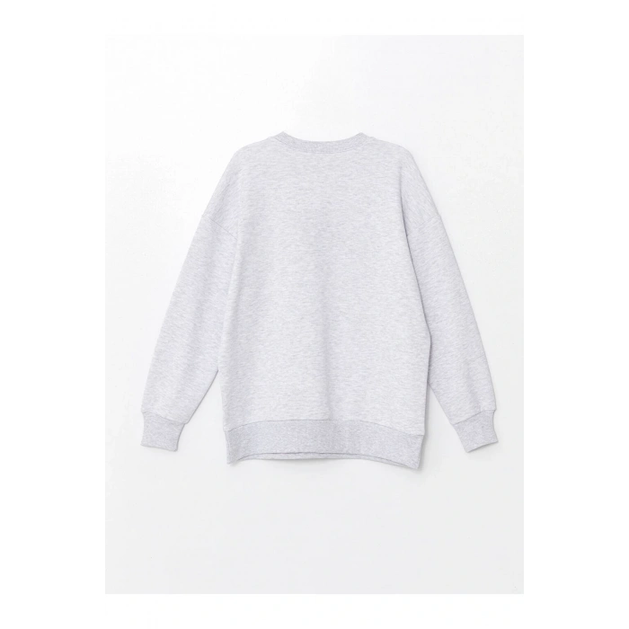 LCW Bisiklet Yaka Baskılı Oversize Kadın Sweatshirt