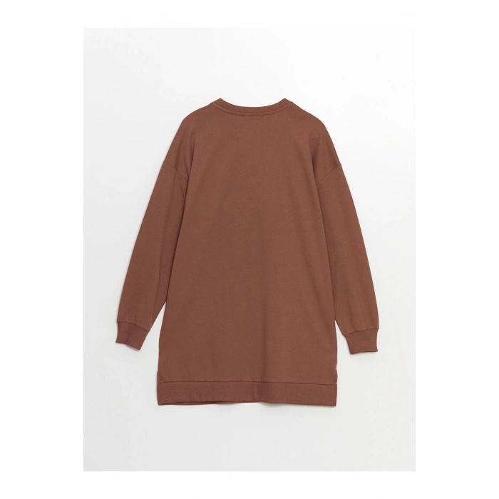 LCW Bisiklet Yaka Baskılı Oversize Kadın Sweatshirt Tunik