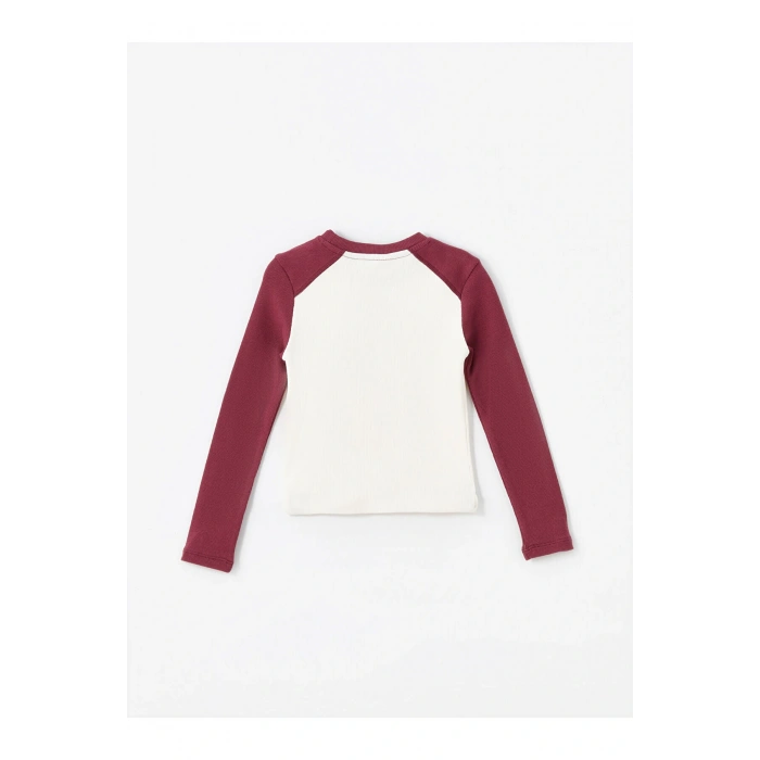 LCW Bisiklet Yaka Baskılı Uzun Kollu Kız Çocuk Tişört