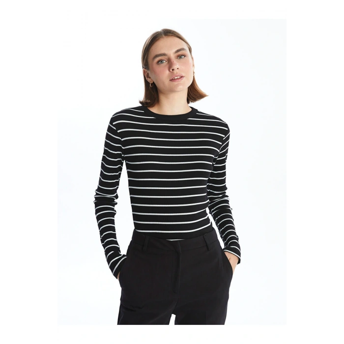 LCW Bisiklet Yaka Çizgili Kadın Body