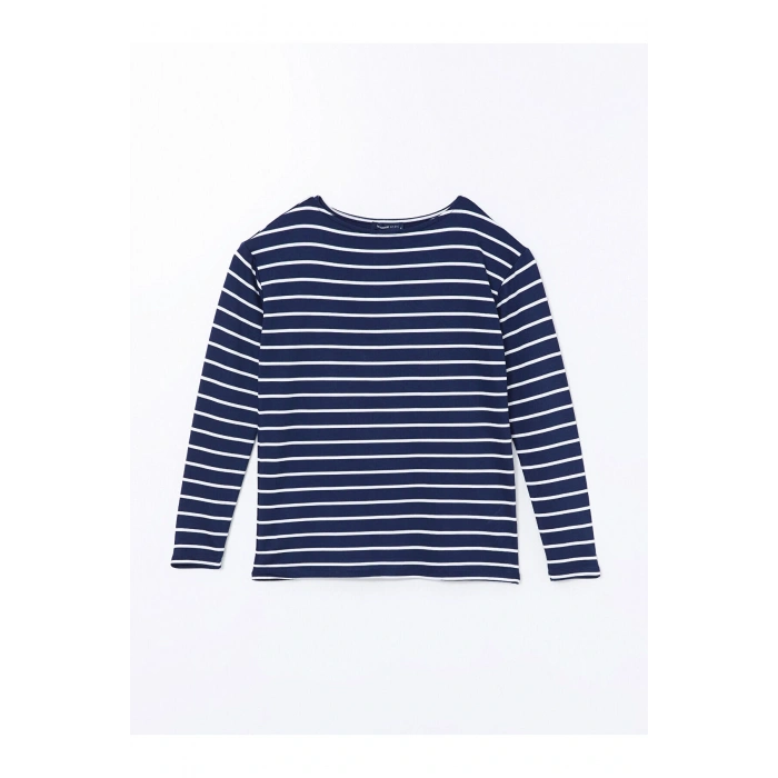 LCW Bisiklet Yaka Çizgili Kadın Tişört