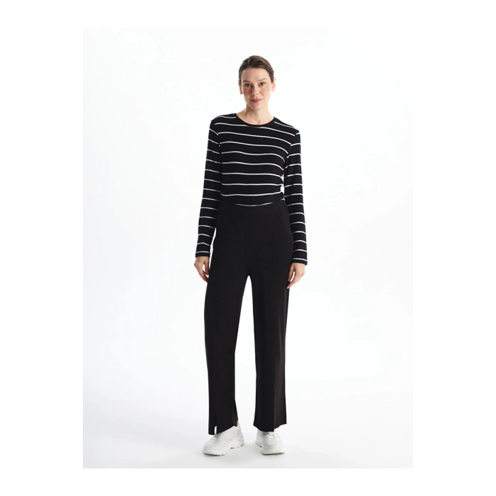 LCW Bisiklet Yaka Çizgili Kadın Tişört