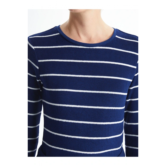 LCW Bisiklet Yaka Çizgili Kadın Tişört