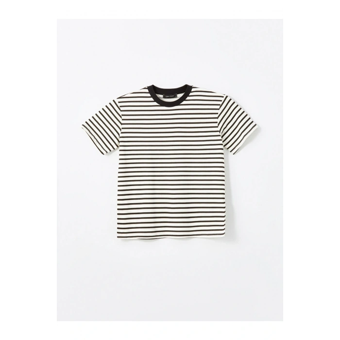 LCW Bisiklet Yaka Çizgili Kadın Tişört