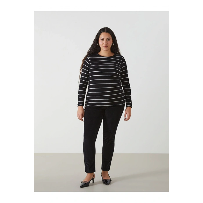 LCW Bisiklet Yaka Çizgili Kadın Tişört