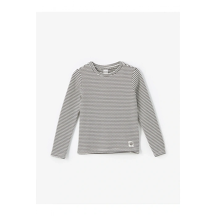 LCW Bisiklet Yaka Çizgili Uzun Kollu Kız Çocuk Tişört
