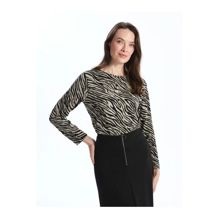 LCW Bisiklet Yaka Desenli Kadın Bluz