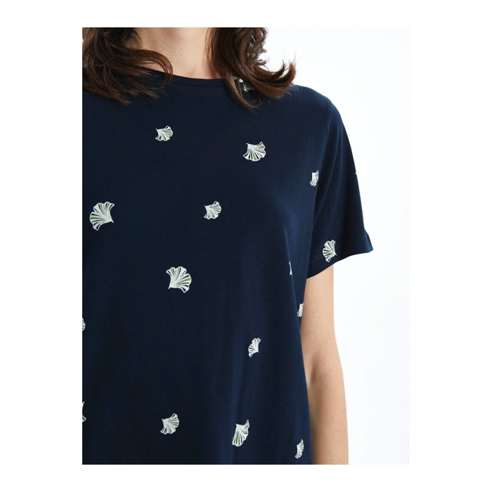 LCW Bisiklet Yaka Desenli Kadın Tişört