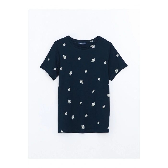 LCW Bisiklet Yaka Desenli Kadın Tişört