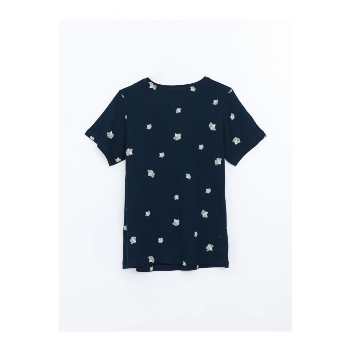 LCW Bisiklet Yaka Desenli Kadın Tişört