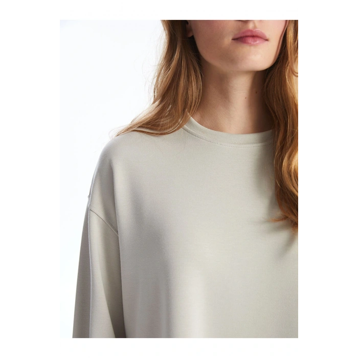 LCW Bisiklet Yaka Düz Oversize Kadın Sweatshirt