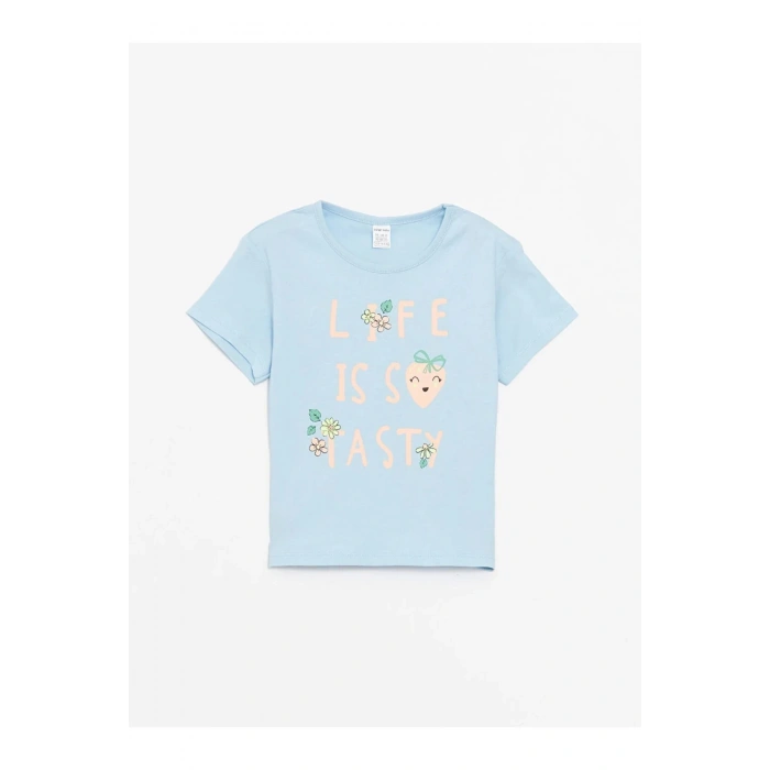 Lcw Bisiklet Yaka Kısa Kollu Baskılı Kız Bebek Tişört Ve Tayt 2li Takım