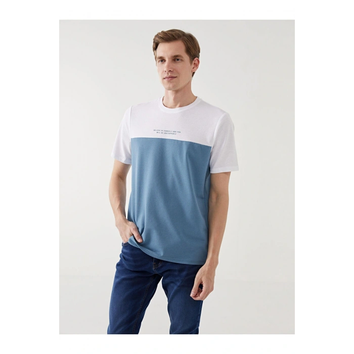 LCW Bisiklet Yaka Kısa Kollu Renk Bloklu Erkek Tişört