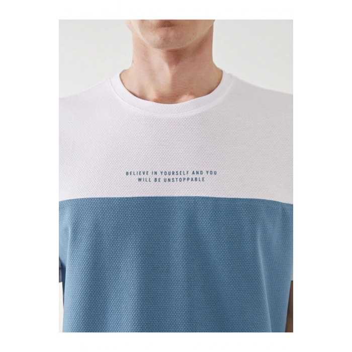 LCW Bisiklet Yaka Kısa Kollu Renk Bloklu Erkek Tişört