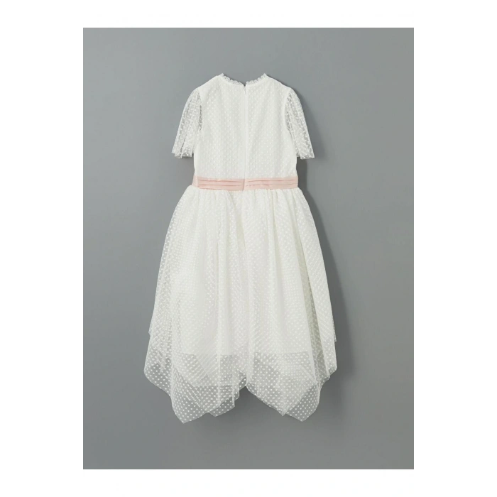 LCW Bisiklet Yaka Kız Çocuk Dantel Elbise