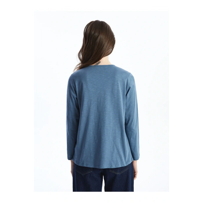 LCW Bisiklet Yaka Nakışlı Kadın Bluz