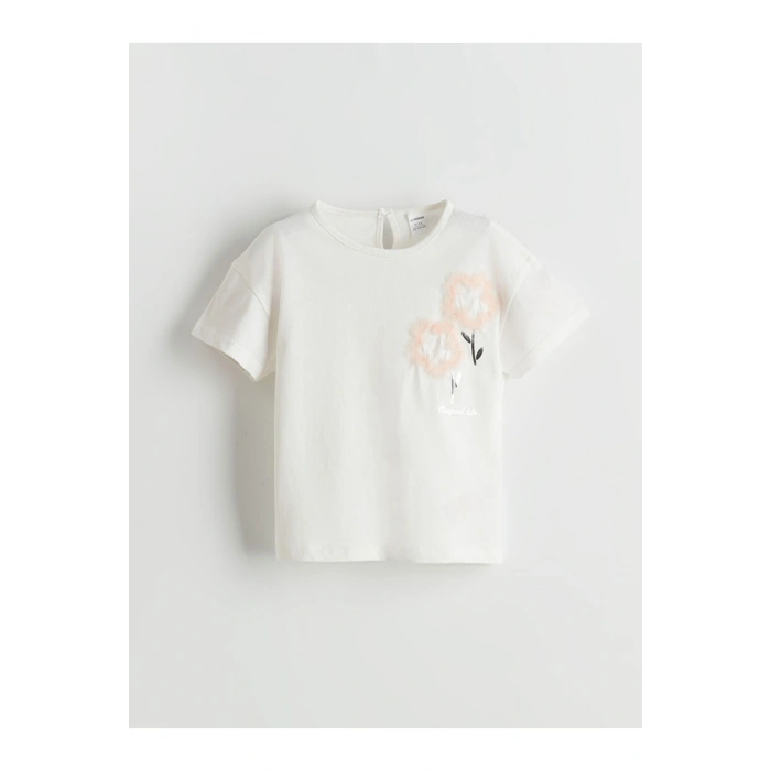 LCW Bisiklet Yaka Pamuklu Kız Çocuk Tişört