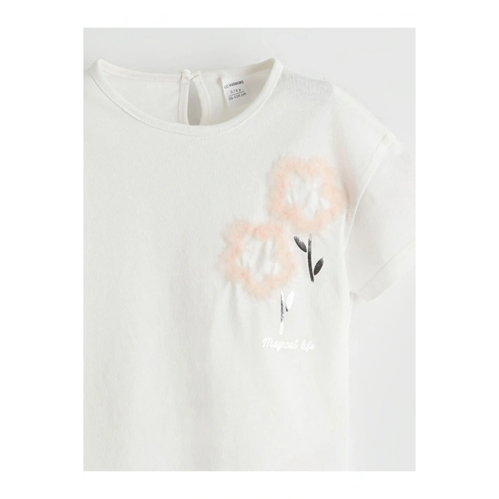 LCW Bisiklet Yaka Pamuklu Kız Çocuk Tişört