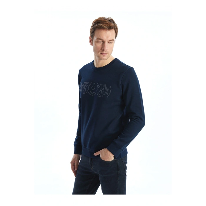 LCW Bisiklet Yaka Uzun Kollu Baskılı Erkek Kalın Sweatshirt