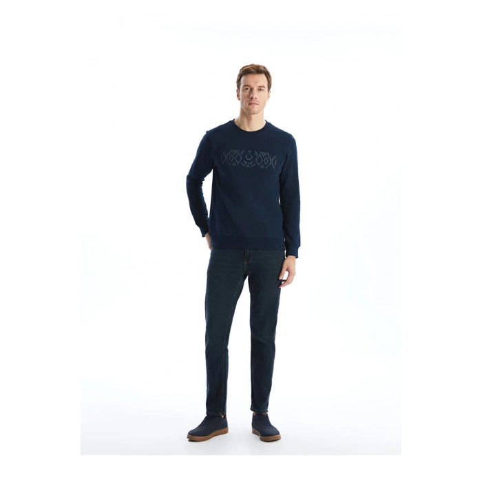 LCW Bisiklet Yaka Uzun Kollu Baskılı Erkek Kalın Sweatshirt