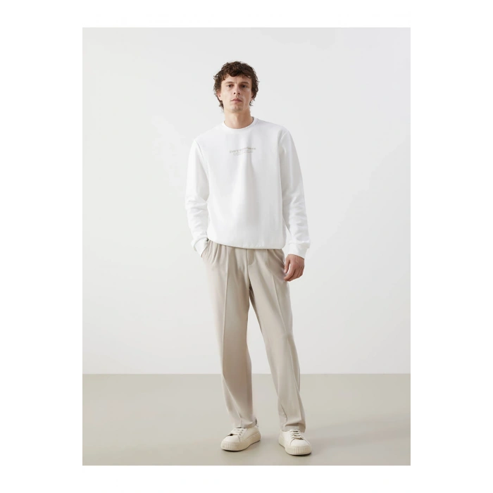 LCW Bisiklet Yaka Uzun Kollu Baskılı Erkek Kalın Sweatshirt