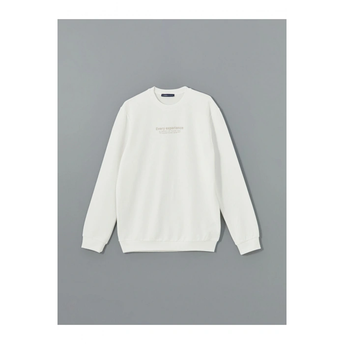 LCW Bisiklet Yaka Uzun Kollu Baskılı Erkek Kalın Sweatshirt