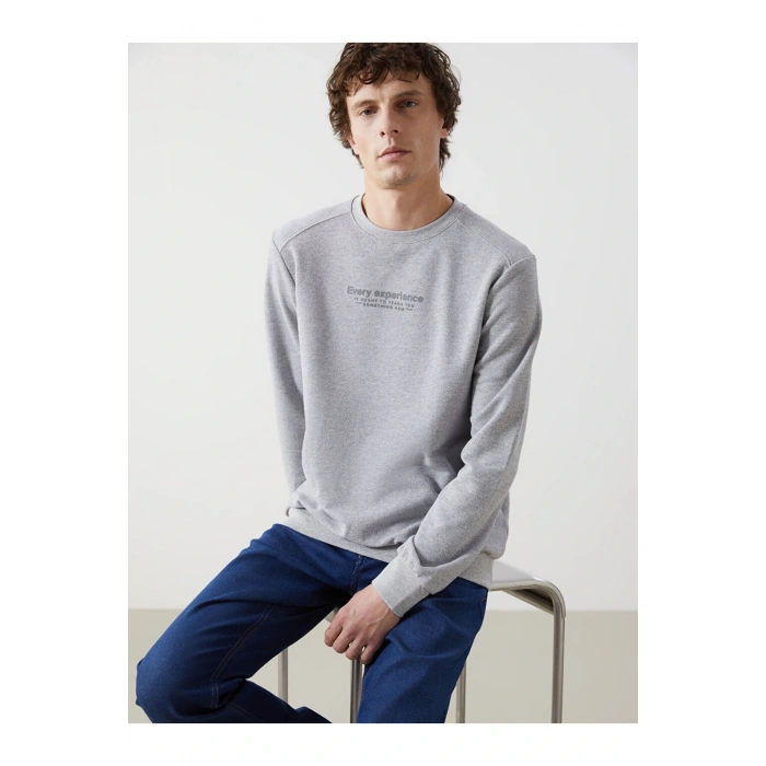 LCW Bisiklet Yaka Uzun Kollu Baskılı Erkek Sweatshirt