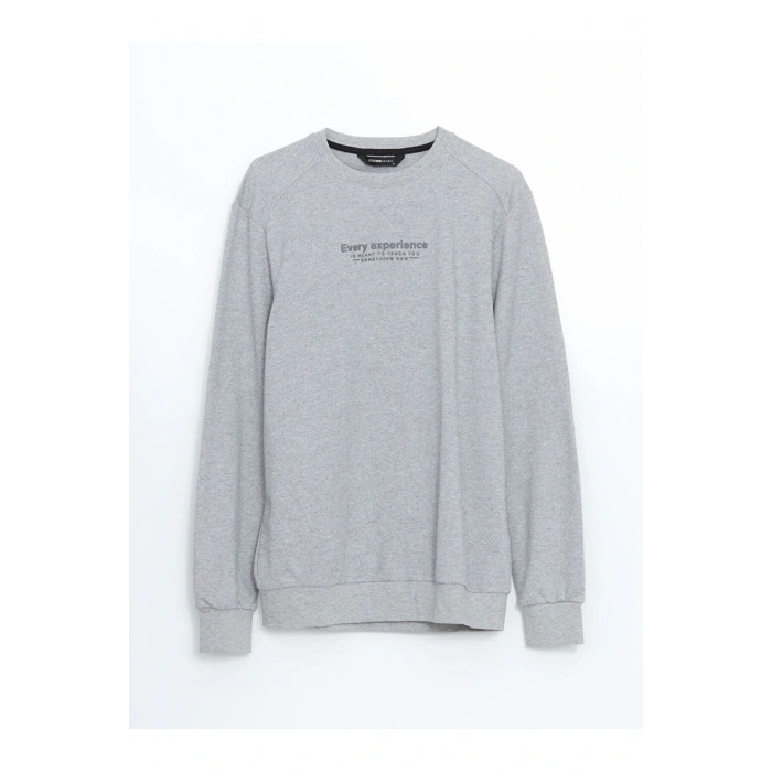 LCW Bisiklet Yaka Uzun Kollu Baskılı Erkek Sweatshirt