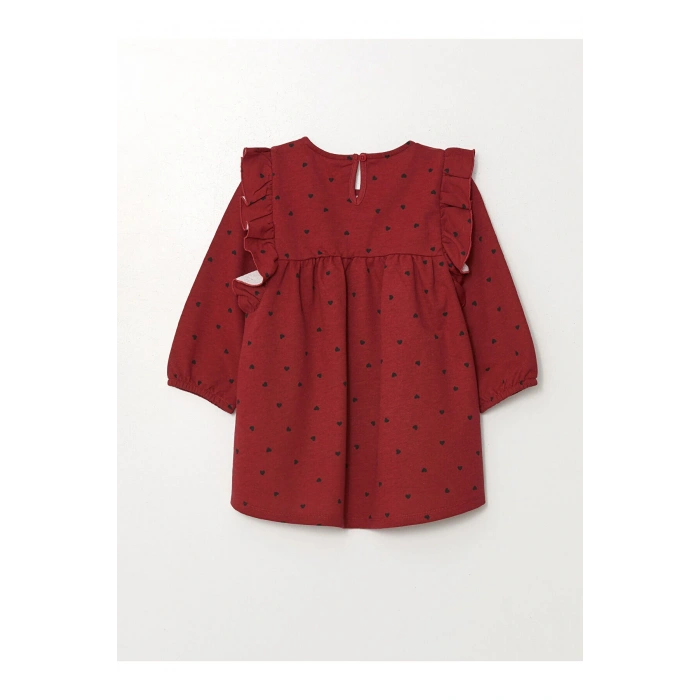 LCW Bisiklet Yaka Uzun Kollu Baskılı Kız Bebek Elbise