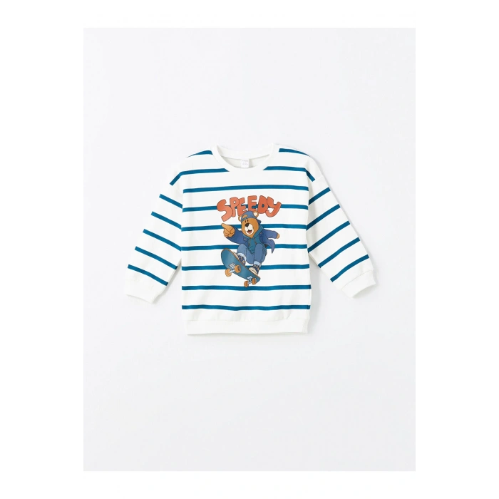 Lcw Bisiklet Yaka Uzun Kollu Çizgili Erkek Bebek Sweatshirt Ve Eşofman Alt 2li Takım