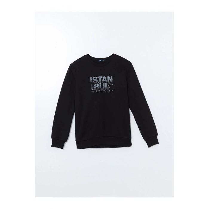 LCW Bisiklet Yaka Uzun Kollu İstanbul Baskılı Erkek Kalın Sweatshirt