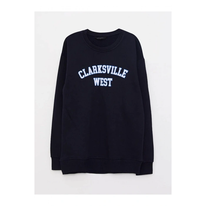 LCW Casual Lacivert Bisiklet Yaka Uzun Kollu Baskılı Erkek Sweatshirt
