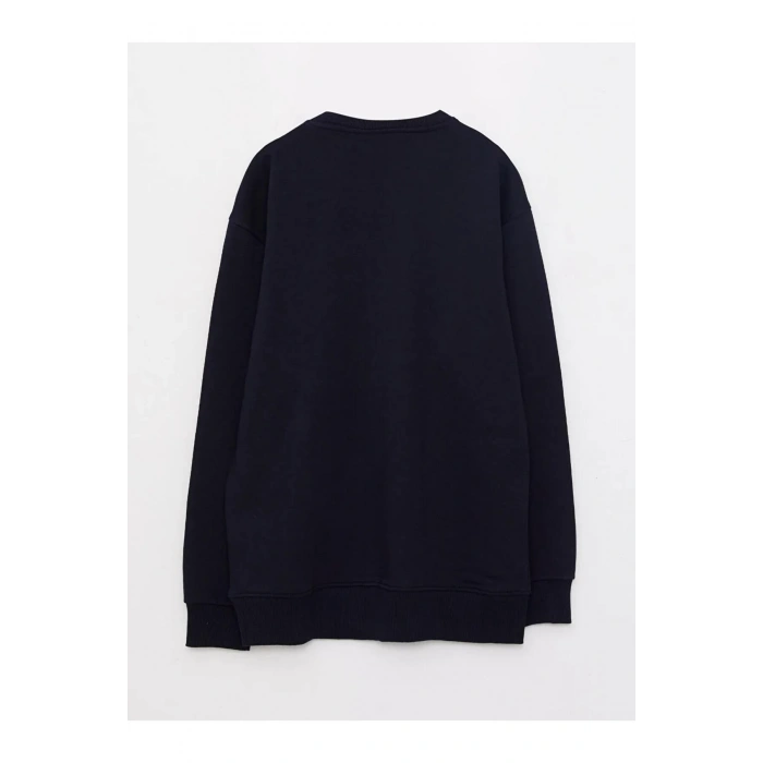 LCW Casual Lacivert Bisiklet Yaka Uzun Kollu Baskılı Erkek Sweatshirt