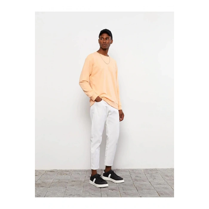 LCW Casual Mercan Bisiklet Yaka Uzun Kollu Baskılı Erkek Sweatshirt