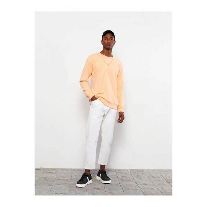 LCW Casual Mercan Bisiklet Yaka Uzun Kollu Baskılı Erkek Sweatshirt