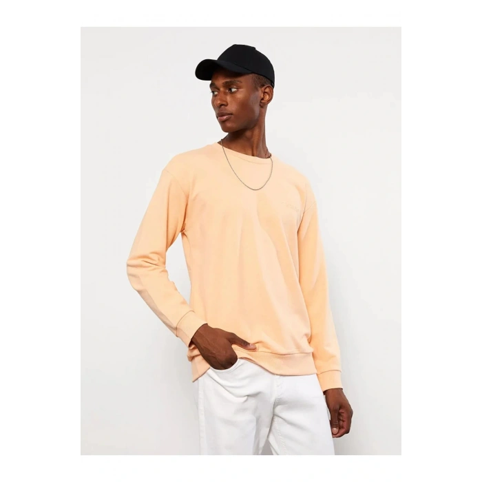 LCW Casual Mercan Bisiklet Yaka Uzun Kollu Baskılı Erkek Sweatshirt