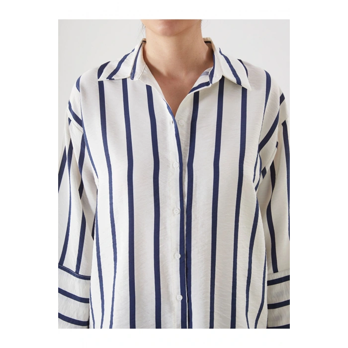 LCW Çizgili Oversize Kadın Gömlek
