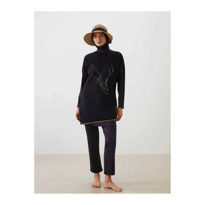 LCW Dik Yaka Baskılı Kadın Tesettür Mayo Takımı