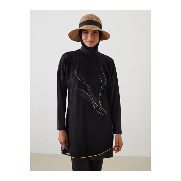 LCW Dik Yaka Baskılı Kadın Tesettür Mayo Takımı