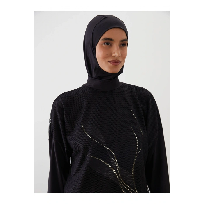 LCW Dik Yaka Baskılı Kadın Tesettür Mayo Takımı