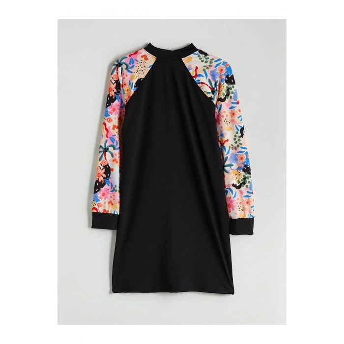 LCW DREAM Siyah Kolej Yaka Desenli Kadın Tesettür Mayo Üst