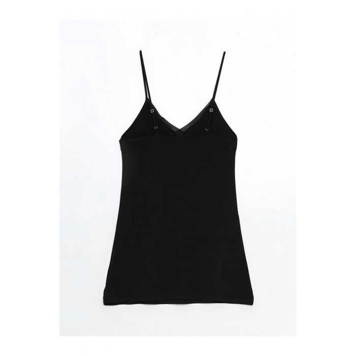 LCW DREAM Siyah V Yaka Düz Askılı Kadın Fantezi Gecelik