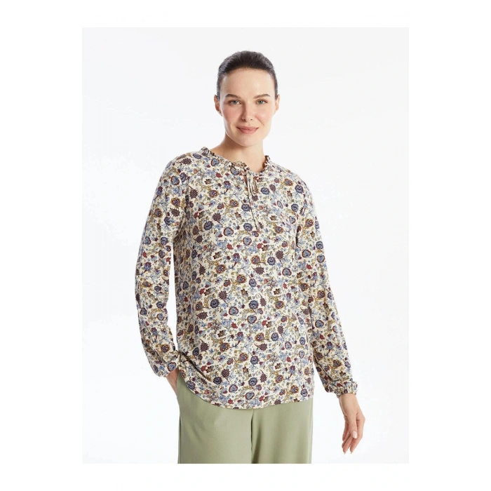 LCW Grace Bağlamalı Yaka Desenli Bluz (W5)