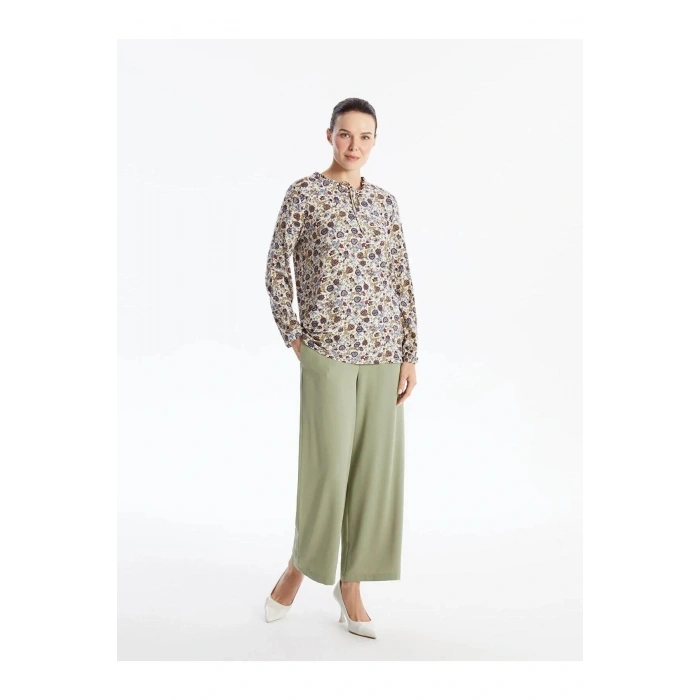 LCW Grace Bağlamalı Yaka Desenli Bluz (W5)