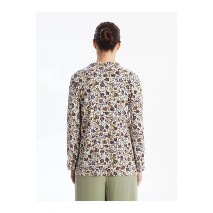 LCW Grace Bağlamalı Yaka Desenli Bluz (W5)