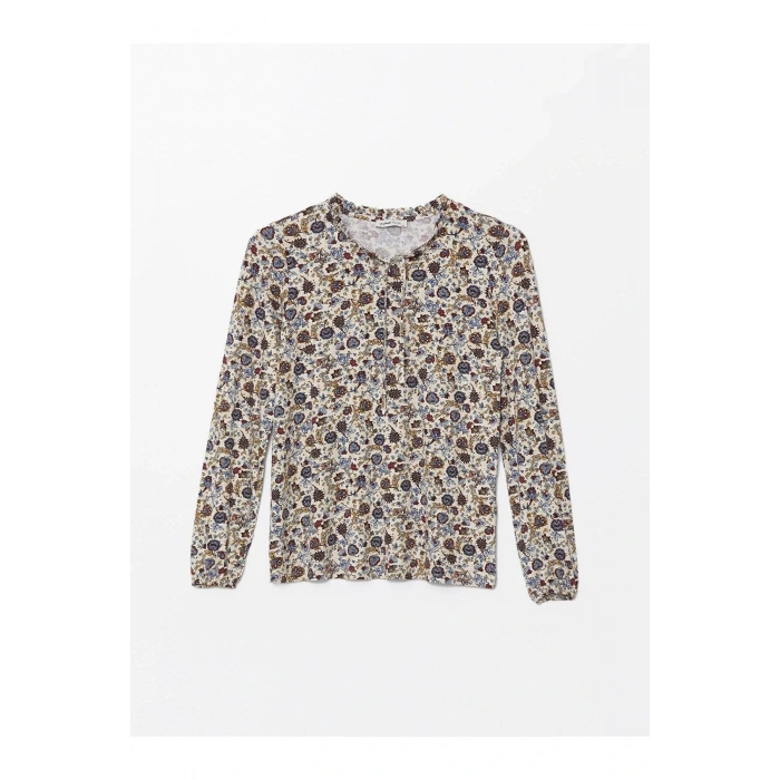 LCW Grace Bağlamalı Yaka Desenli Bluz (W5)