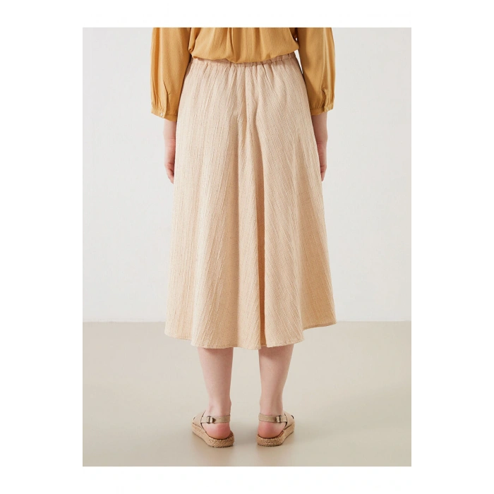 LCW Grace Bej Beli Lastikli Dokulu A Kesim Etek